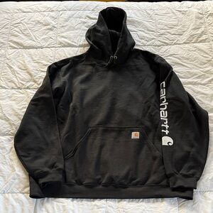 Carhartt Black Pullover Hoodie with Sleeve Logo